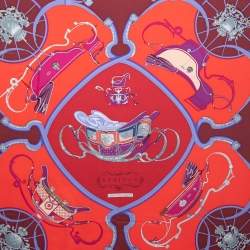 Hermes Red & Maroon Springs Silk Square Scarf