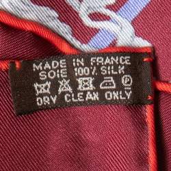 Hermes Red & Maroon Springs Silk Square Scarf