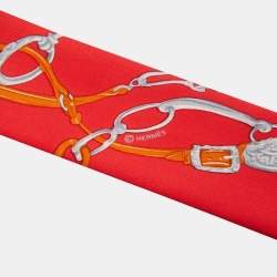 Hermes Red Printed Silk Twilly