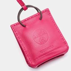 Hermes Pink Milo Lambskin & Swift Leather Bag Charm Hermes