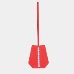 Hermes Rouge Pivoine Epsom Leather Clochette Cles Tressage Bag Charm 