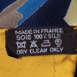 Pre Owned Hermes Yellow/Blue Monsieur et Madame Silk Scarf