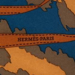 Pre Owned Hermes Yellow/Blue Monsieur et Madame Silk Scarf