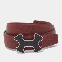 Hermes Black/Rogue H Chamonix and Togo Leather H Street Buckle Reversible Belt 100CM