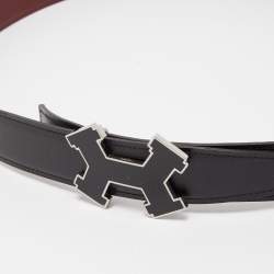 Hermes Black/Rogue H Chamonix and Togo Leather H Street Buckle Reversible Belt 100CM