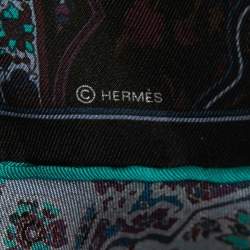 Hermes Purple Tapis Persan Zoom Silk Gavroche Scarf