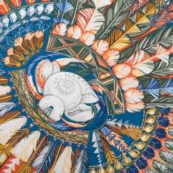 Hermes Bleu Canard Danse Pacifique Silk Scarf