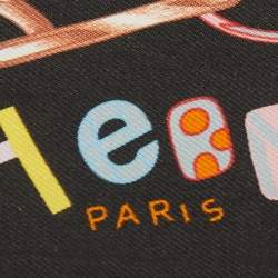 Hermes Black Do Re Boucles Silk Twilly Scarf