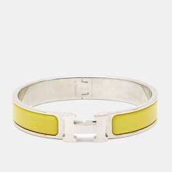 Hermes Clic H Yellow Enamel Palladium Plated Narrow Bracelet 