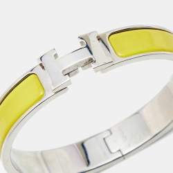 Hermes Clic H Yellow Enamel Palladium Plated Narrow Bracelet 