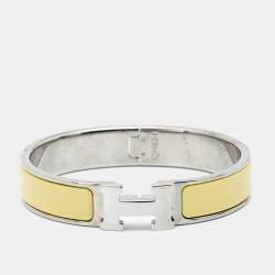 Hermes Clic H Yellow Enamel Palladium Plated Narrow Bracelet 