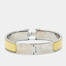 Hermes Clic H Yellow Enamel Palladium Plated Narrow Bracelet 