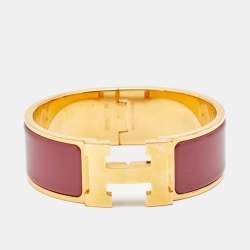 Hermes Clic Clac H Enamel Gold Plated Bracelet