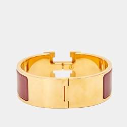 Hermes Clic Clac H Enamel Gold Plated Bracelet