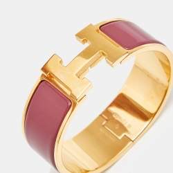 Hermes Clic Clac H Enamel Gold Plated Bracelet