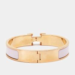 Hermes Clic H Enamel Gold Plated Narrow Bracelet