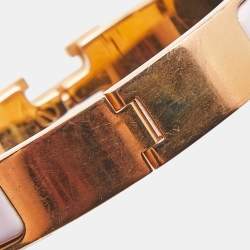 Hermes Clic H Enamel Gold Plated Narrow Bracelet