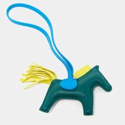 Pre Owned Hermès Malachite/Blue Zanzibar/Lime Milo Lambskin Grigri Rodeo Horse Bag Charm PM
