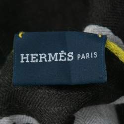Hermes Grey/Purple Imprimeur Fou Sequences Cashmere & Silk Losange Scarf 