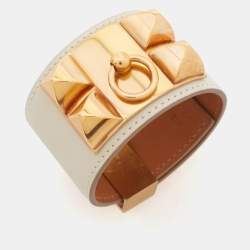 Hermès Collier de Chien Nata Leather Cuff Bracelet