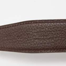 Pre Owned Hermes Brown and Black Leather H Buckle Reversible Belt 95CM