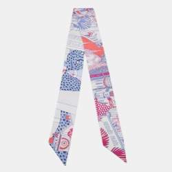 Hermes Bleu/Ciel Rose Animapolis Silk Twilly