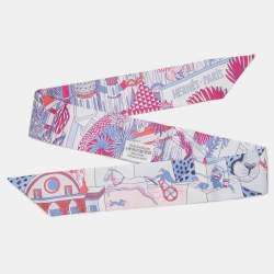 Hermes Bleu/Ciel Rose Animapolis Silk Twilly
