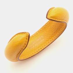 Pre Owned Hermes Yellow Leather Open Cuff Bracelet