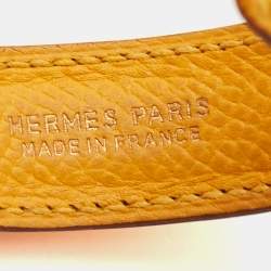 Pre Owned Hermes Yellow Leather Open Cuff Bracelet