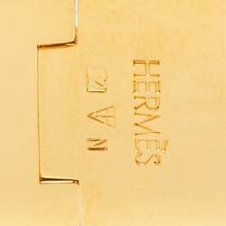 Hermes Clic Clac H Green Enamel Gold Plated Wide Bracelet