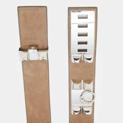 Pre Owned Hermes Grey Velvet Leather Collier De Chien Belt 85CM