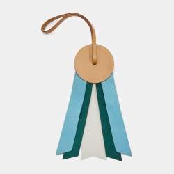 Pre Owned Hermes Craie/Malachite/Celeste Vache Hunter and Milo Leather Paddock Flot Bag Charm