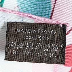 Hermes Pink La Maison des Oiseaux Parleurs Printed Silk Square Scarf