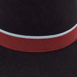 Hermes Black Contrast Trim Rabbit Felt Hat Size 56