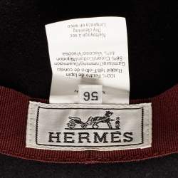 Hermes Black Contrast Trim Rabbit Felt Hat Size 56