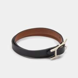 Hermes Behapi Leather Palladium Plated Bracelet