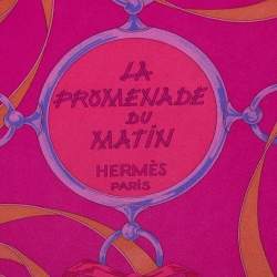 Pre Owned Hermes Brown/Pink La Promenade du Matin Silk Scarf
