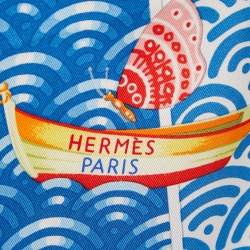 Hermes Blue/Green Bateau Fleuri Silk Scarf
