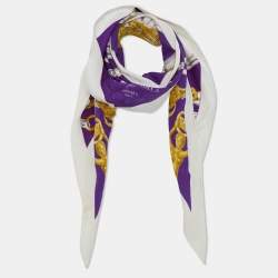 Pre Owned Hermes Purple/White Brides d Gala Silk Triangle Scarf