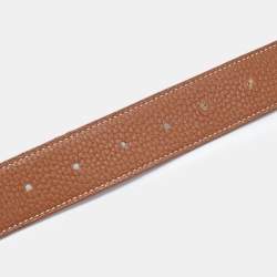 Pre Owned Hermes Black/Gold Box/Togo Leather H Buckle Reversible Belt 95CM