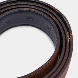Pre Owned Hermes Black/Gold Box/Togo Leather H Buckle Reversible Belt 95CM