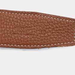 Pre Owned Hermes Black/Gold Box/Togo Leather H Buckle Reversible Belt 95CM