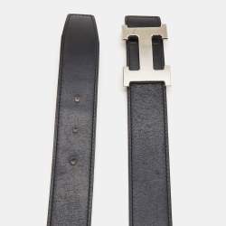 Hermes Black/Gold Box/Togo Leather H Buckle Reversible Belt 90CM