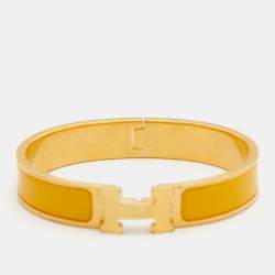 Hermes Clic Clac H Enamel Gold Plated Bracelet