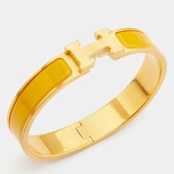 Hermes Clic Clac H Enamel Gold Plated Bracelet