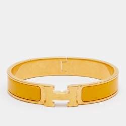 Hermes Clic Clac H Enamel Gold Plated Bracelet