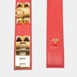 Hermes Rouge Casaque Epsom Leather Collier De Chien Belt 90CM