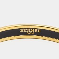 Hermes Caleche Enamel Gold Plated Bangle Bracelet