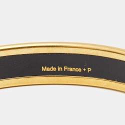 Hermes Quadrige Enamel Gold Plated Narrow Bangle Bracelet