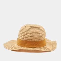 Pre Owned Hermès Beige Hemp Summer Hat Size 56